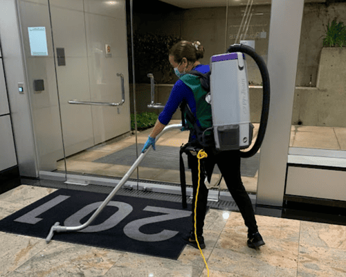 Commercial lobby floor cleaning